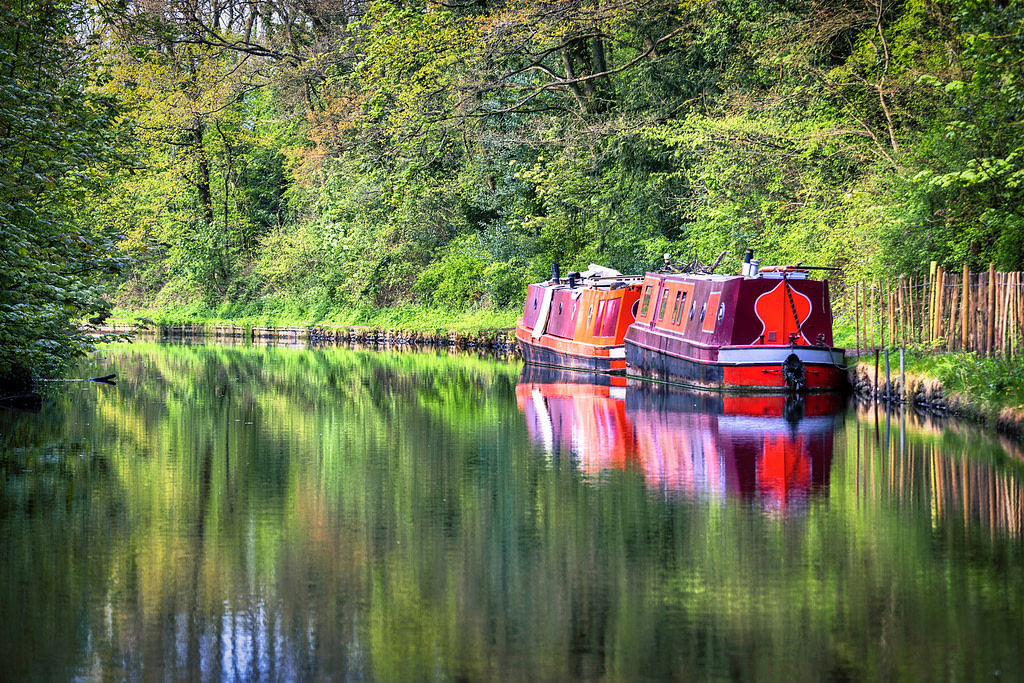 Red canal boats